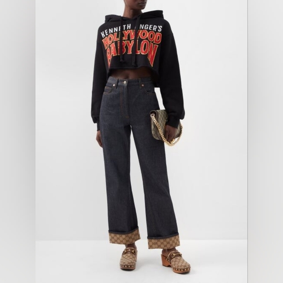 BNWTT Women's Gucci Slogan-Print Cropped Hoodie Size M/L/XL - Picture 3 of 12